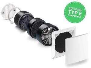 Decentralised short-cycle ventilator with heat recovery for thin walls in Type E buildings – an energy-efficient ventilation solution from LUNOS.
