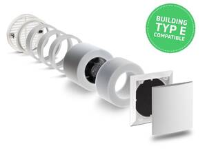 Decentralised exhaust air technology from LUNOS Berlin: The AB 30/60 axial fan for standard-compliant ventilation in Type E residential buildings.